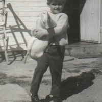 047 Rob aged 4 with first love Ducky Doo his pet duck.tif