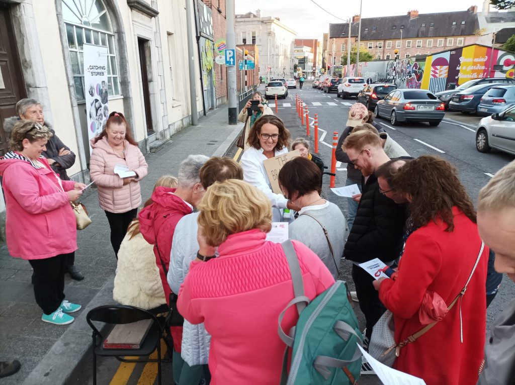 Cork Folklore Project member engaging with crowd of Culture Night  people